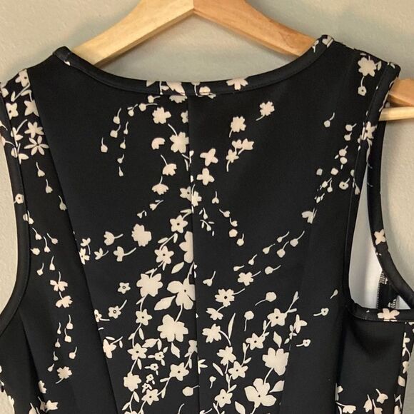 Ann Taylor NWOT sleeveless fit & flare black/cream dress 10 - Picture 4 of 8